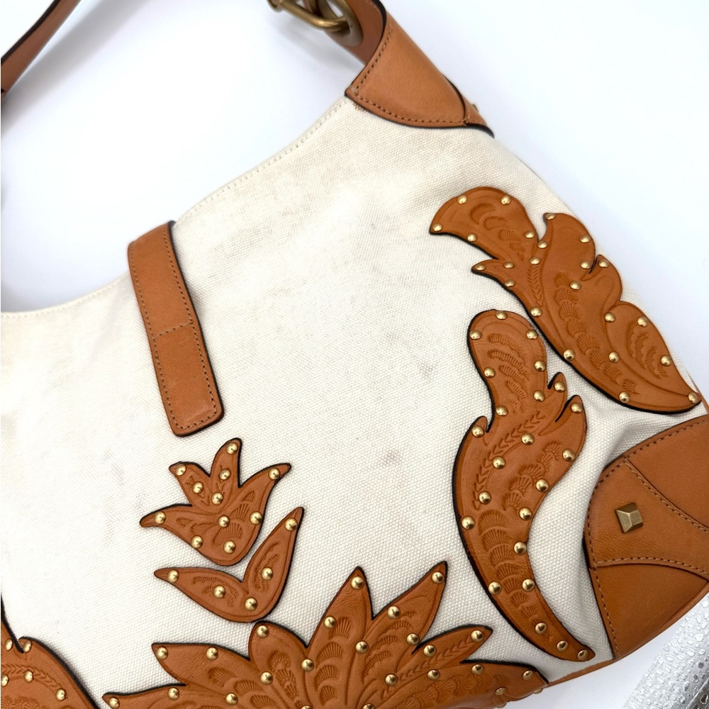 Gucci RARE Western Horsebit Tan and Cream Embellished Jackie Bag - Picture 9 of 13